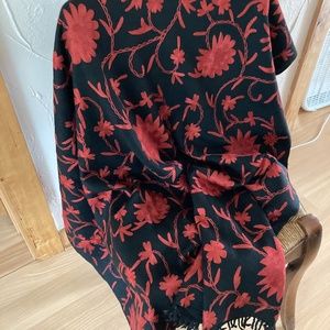 Wool embroidered shawl or throw